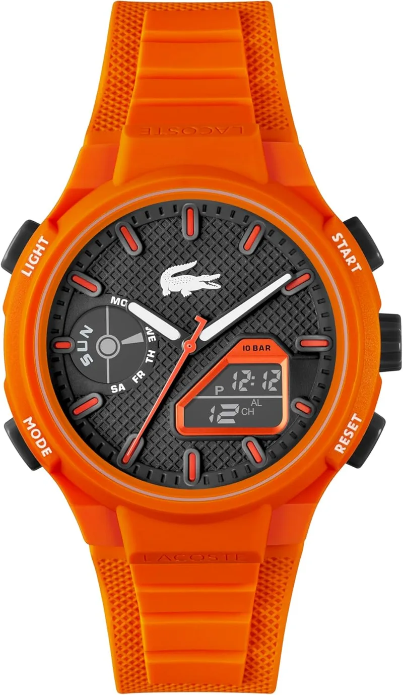 Relógio de Quartzo Multifuncional Analógico-Digital Lacoste para Homem da Coleção LC33 com Bracelete de Silicone - Disponível para Ele e para Ela
