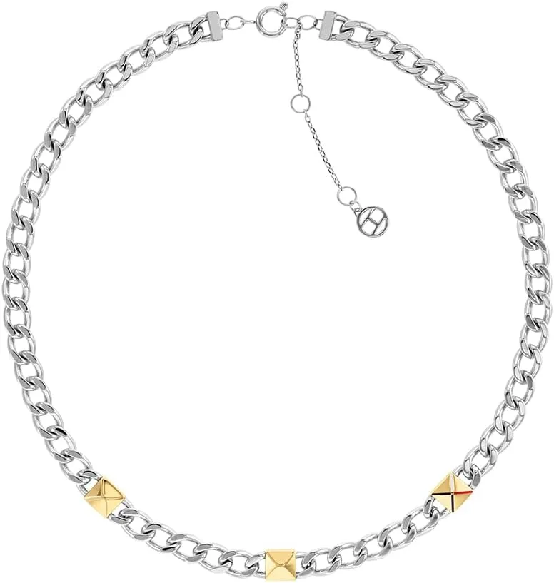 Tommy Hilfiger ▫️ Jewelry Colar de corrente de aço inoxidável para mulher - Disponível em dourado ou bicolor