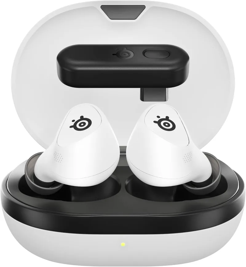 SteelSeries ▫️ Arctis GameBuds™ para PlayStation - Auscultadores sem fios para jogos - 2,4 GHz + BT5.3 - Modo ANC/Transparência - Resistência à água IP55 - 40 horas de autonomia - Carregamento sem fios