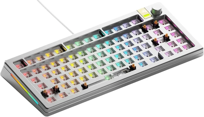 GLORIOUS ▫️ GMMK 3 Pro HE 75% Barebones Caixa Teclado Modular ANSI (Prateado)