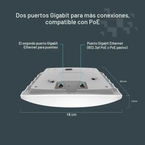 TP-Link ▫️ Festa F54 | Ponto de acesso Wi-Fi 5 de banda dupla AC1750, montagem no teto, 1 porta PoE Gigabit, gestão centralizada gratuita na nuvem, configuração e utilização fáceis, sem necessidade de intervenção de TI. 5