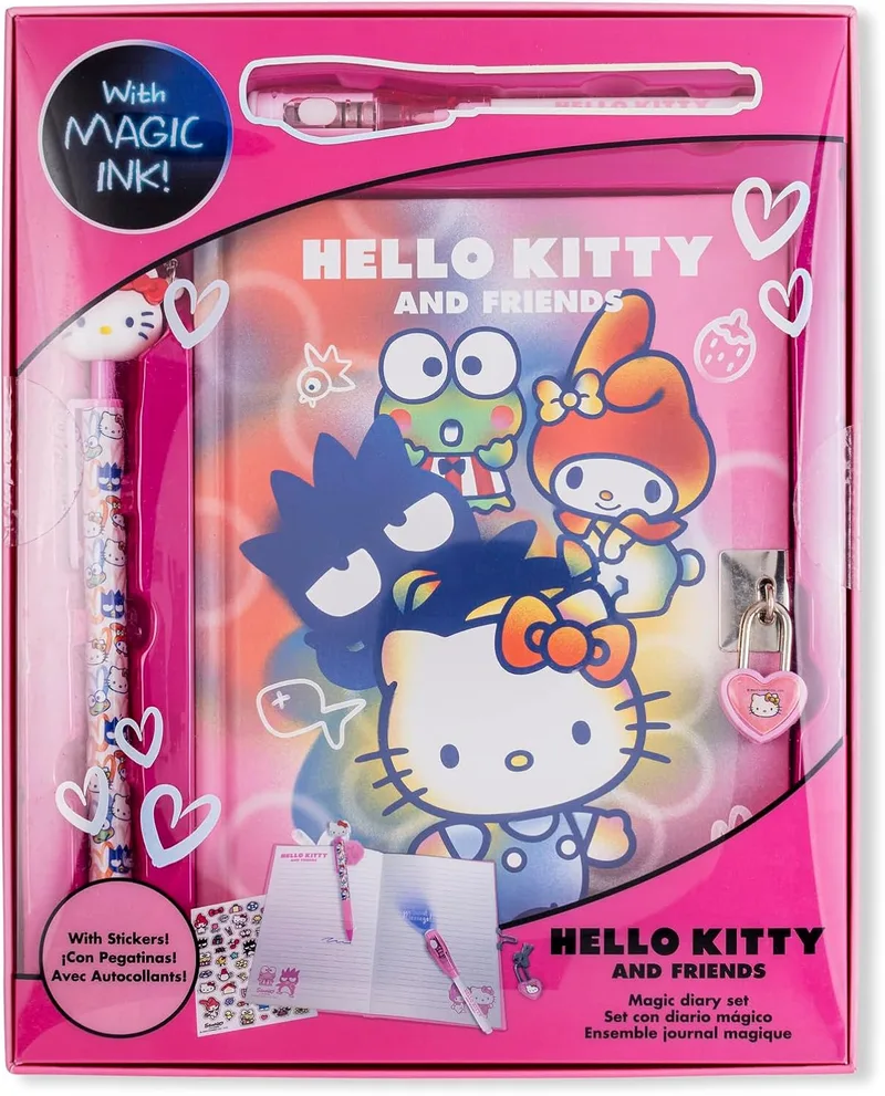 Kids Licensing ▫️ Hello Kitty - Diário secreto para meninas com caneta luminosa e enfeite