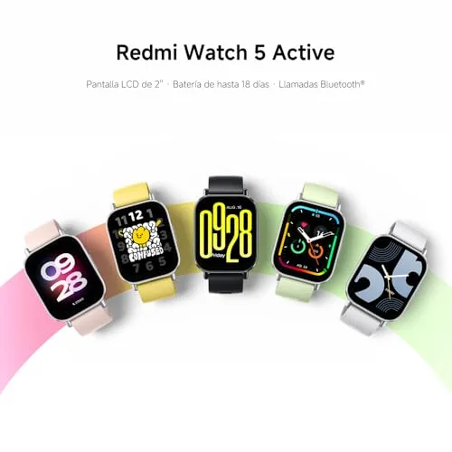 Xiaomi ▫️ Redmi Watch 5 Active, Chamadas via Bluetooth, Ecrã LCD de 2 polegadas, Monitor de frequência cardíaca, 140 modos desportivos, até 18 dias de autonomia, Preto 2