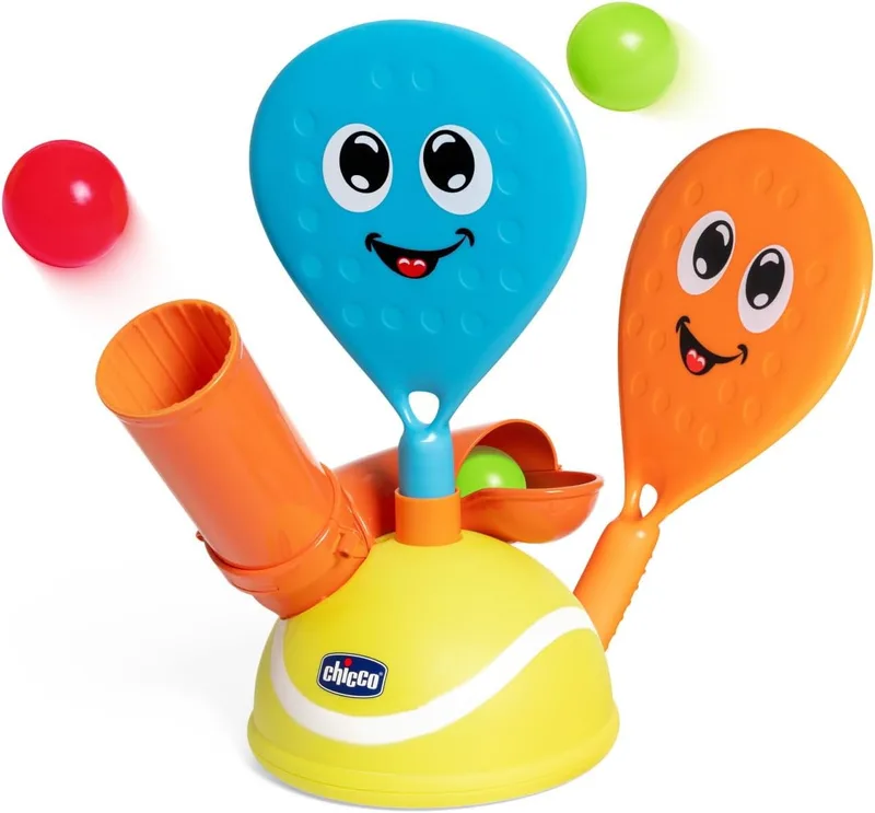 Conjunto de Padel Chicco, Conjunto de Padel Eletrónico, Inclui Duas Raquetes de Padel e Quatro Bolas de Padel, Treina a Coordenação das Mãos e a Motricidade Fina, Jogos Desportivos, 3-5 anos