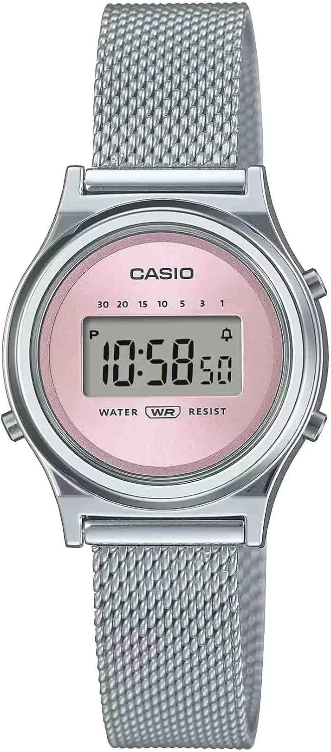 Casio ▫️ Relógio Vintage para senhora com fundo cor-de-rosa LA700WEM-4AEF Caixa e bracelete em resina