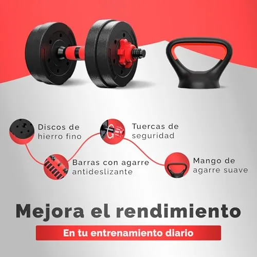 JUPPLIES ▫️ Conjunto de halteres ajustáveis 2 em 1 | 10 kg, 20 kg, 35 kg 3