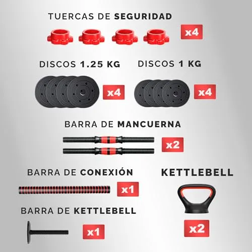 JUPPLIES ▫️ Conjunto de halteres ajustáveis 2 em 1 | 10 kg, 20 kg, 35 kg 4