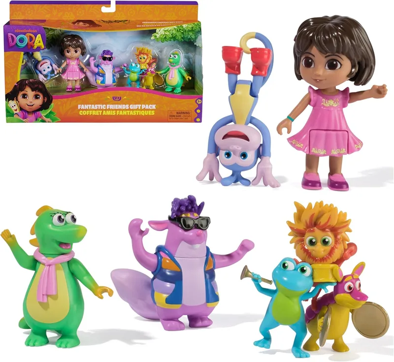 DORA ▫️ A EXPLORADORA - Conjunto «Amigos Fantásticos », 7 bonecos: Botas, Tico, Isa e o Trio Festa - 6073738 - Brinquedos para meninas a partir dos 3 anos - Presente para meninas a partir dos 3 anos - Jogos infantis