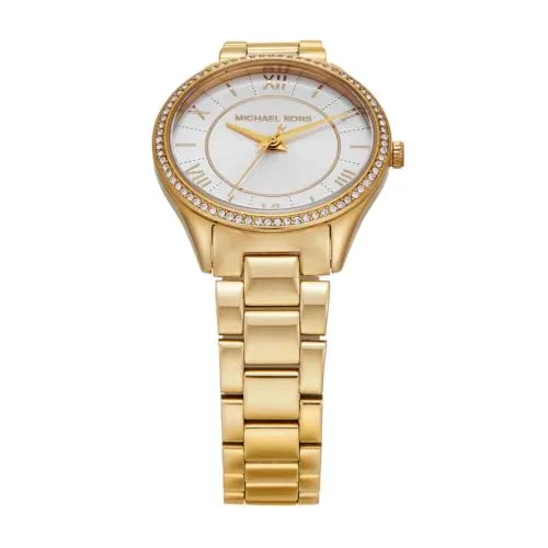 Michael Kors ▫️ Relógio Lauryn para mulher, movimento de quartzo de três ponteiros com bracelete em aço inoxidável ou pele 3