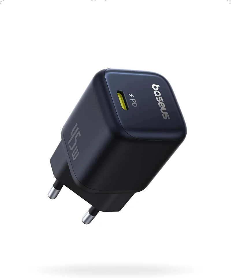 Baseus ▫️ Carregador USB-C PicoGo 45 W, Carregador compacto de carregamento rápido GAN PD3.0 PPS para iPhone 16 Pro Max/15/14/13, Galaxy S24/S23/S23+/S23 Ultra/S22/S21/S20, Pixel, iPad/iPad Mini, Preto