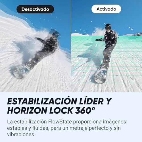 Insta360 ▫️ Pacote X4 para Snowboard - Câmara de ação à prova de água 8K 360°, vídeo 4K grande angular, efeito «selfie stick invisível», protetores de lente removíveis, bateria com 135 minutos de autonomia, edição com IA 5