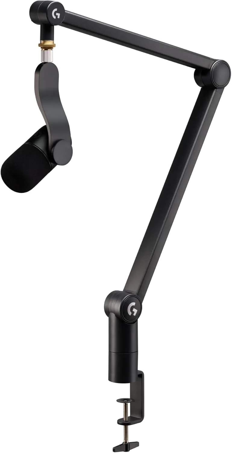 Logitech G ▫️ Yeticaster GX, microfone dinâmico supercardioide para jogos com braço, iluminação RGB e LIGHTSYNC, microfone USB de tipo difusor para PC e Mac, para gravação e streaming - Preto
