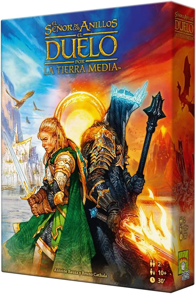 Asmodee ▫️ The Lord of the Rings: Duel for Middle-earth, jogo de estratégia épico para 2 jogadores por Bauza e Cathala, idade 10+, para 2 ou mais jogadores, 30 minutos por jogo, inglês