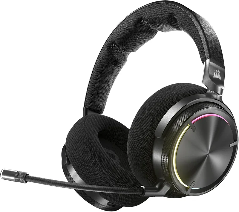 Corsair ▫️ Auscultadores para jogos Virtuoso MAX Wireless com Bluetooth – Dolby Atmos, SoundID, cancelamento ativo de ruído, microfone com qualidade de transmissão, para PC, Mac, PS5, PS4 – Carbono