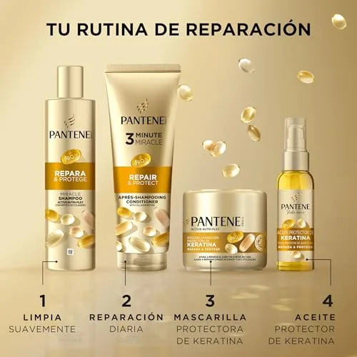 Pantene ▫️ Pro-V Repara e Protege Máscara Capilar Protetora com Queratina, Tratamento Hidratante para o Cabelo, 3x300 ml 4
