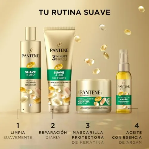 Pantene ▫️ Suave e Liso - Máscara de Queratina para Cabelo Encrespado, 3x300 ml 6