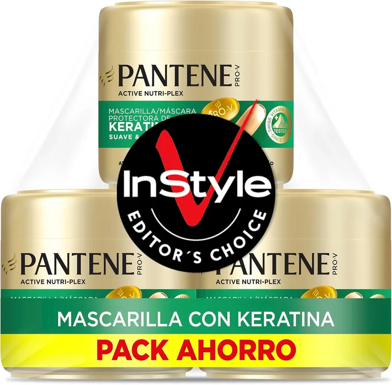 Pantene ▫️ Suave e Liso - Máscara de Queratina para Cabelo Encrespado, 3x300 ml