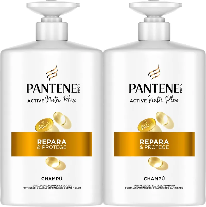 Pantene ▫️ Pro-V Repara e Protege - Champô para Cabelo Seco e Danificado, 2x1 L