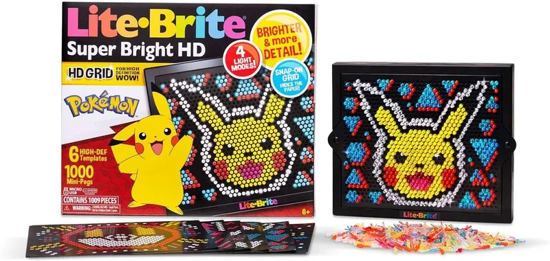 Basic Fun ▫️ Lite-Brite Pokémon - Quadro de desenho luminoso LED com cores - Brinquedo luminoso para crianças