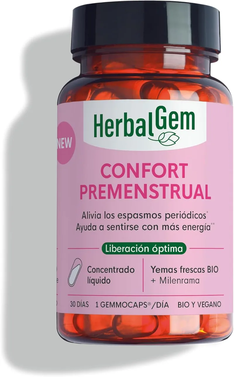 Herbalgem ▫️ Gemmocaps TPM e Conforto Menstrual - Suplemento sem hormonas - Ajuda a aliviar o desconforto pré-menstrual e a equilibrar o humor - 30 cápsulas orgânicas