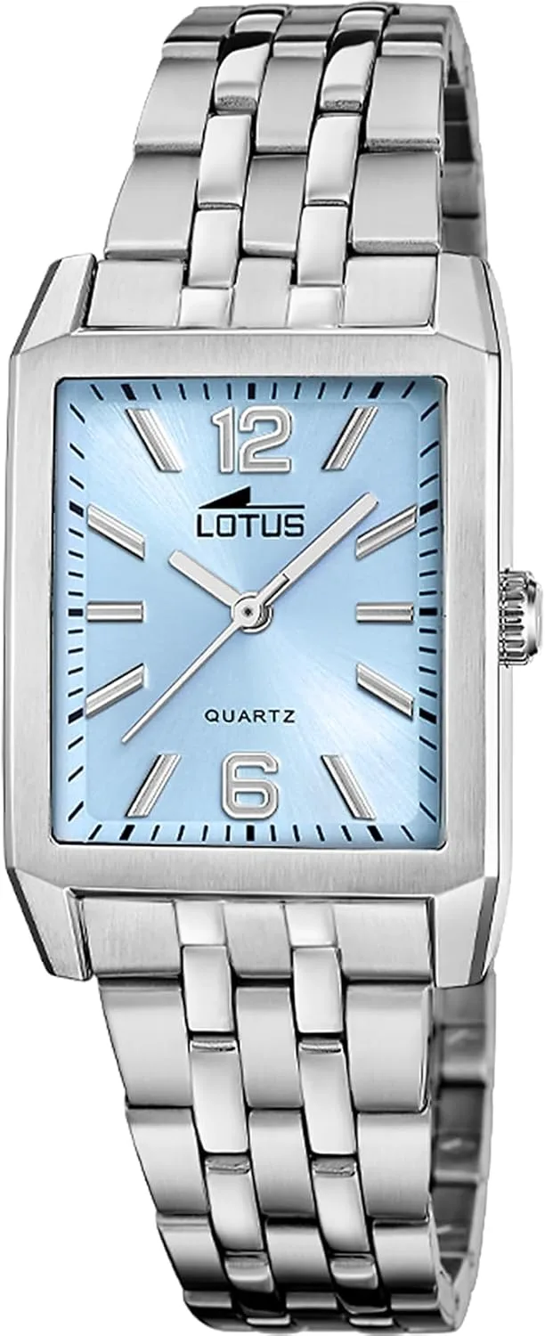 LOTUS ▫️ Relógio Analógico para senhora em aço inoxidável 316 com banho de prata - Movimento Quartz - Cristal Mineral de Alta Resistência - Resistente à Água 5 ATM 18985/3 - Série Square