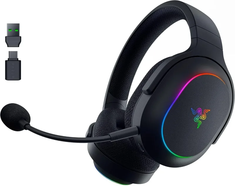 Razer Barracuda X Chroma - Auscultadores para jogos sem fios multiplataformas com 6 zonas RGB Chroma (SmartSwitch Hyperspeed e Bluetooth, altifalantes de 40 mm, microfone amovível) Preto