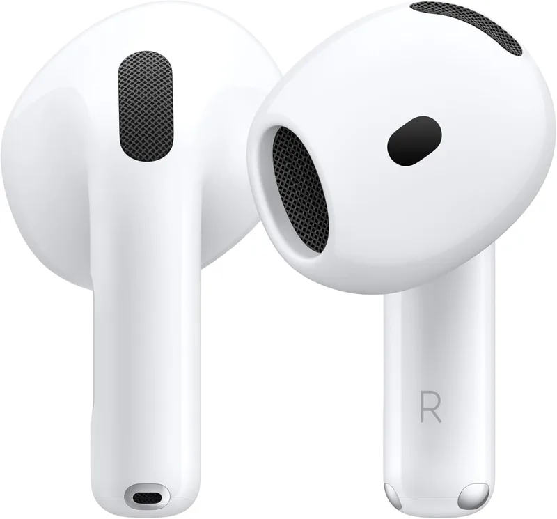 Apple ▫️ AirPods 4, auscultadores sem fios Bluetooth com áudio espacial personalizado, à prova de água, à prova de suor, estojo de carregamento USB-C, chip H2 e até 24 horas de autonomia da bateria