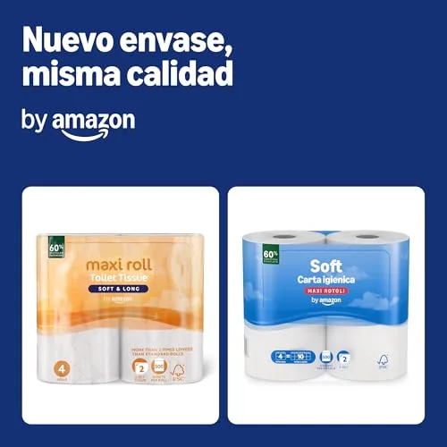 by Amazon ▫️ da Amazon – Papel higiénico (rolo grande), dupla camada, suave e delicado, 20 rolos (5 embalagens de 4), 500 folhas por rolo 2