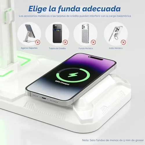 KDD ▫️ Suporte para auscultadores de jogos com LED, suporte para comando da PS5 com carregamento sem fios 3