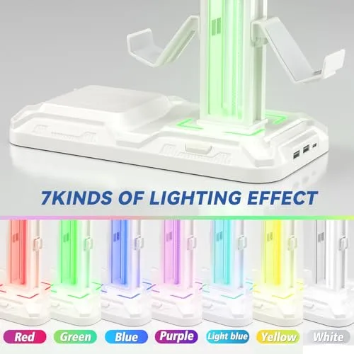 KDD ▫️ Suporte para auscultadores de jogos com LED, suporte para comando da PS5 com carregamento sem fios 4