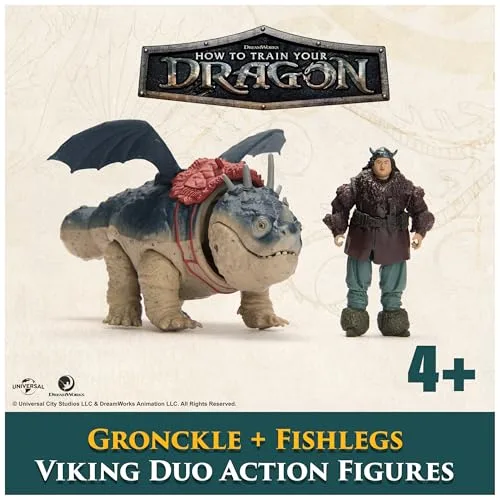 Dreamworks Dragons ▫️ Conjunto de figuras de dragão e viking: Gronkel e Patapez de «Como Treinar o Teu Dragão» - Figuras de ação articuladas - Brinquedos para crianças a partir dos 4 anos - Presente para crianças a partir dos 4 anos 3