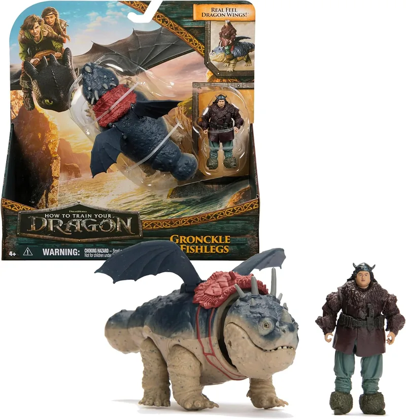 Dreamworks Dragons ▫️ Pacote de figuras de dragão e viking: Gronkel e Fishlegs de Como treinar o seu dragão - Figuras de ação articuladas - Brinquedos para crianças com mais de 4 anos - Prenda para crianças com mais de 4 anos