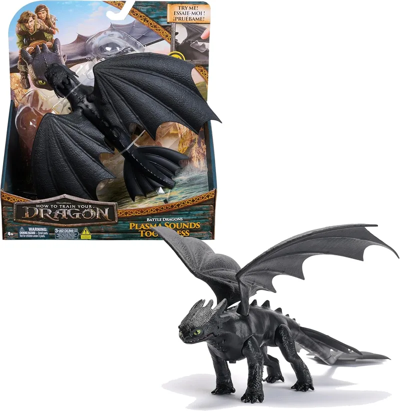 Dreamworks Dragons ▫️ Figura do Dragão Desdentado da Batalha de «Como Treinar o Teu Dragão» com sons de plasma, figura de ação articulada de 33 cm - Brinquedos para crianças a partir dos 4 anos - Presente para crianças a partir dos 4 anos