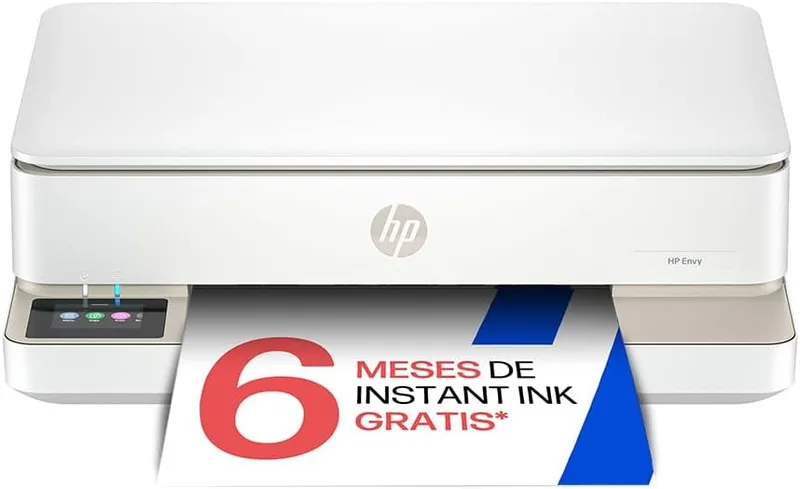 HP ▫️ Envy 6120e 714L8B, Impressora multifunções a jato de tinta A4 a cores, ligação Wi-Fi, impressão frente e verso automática, até 10 ppm, 6 meses de impressão Instant Ink, branca