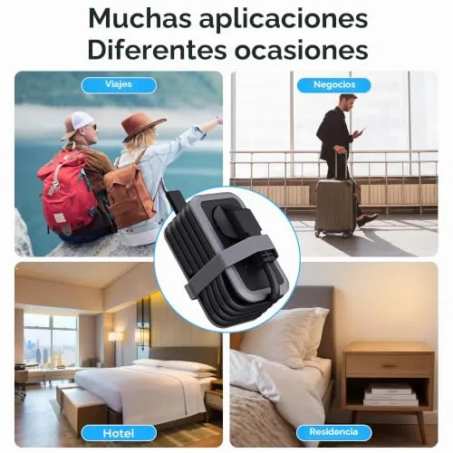 JTDO ▫️ Extensão portátil de viagem, 1 tomada, 1 USB-A e 2 USB-C com cabo enrolável 7