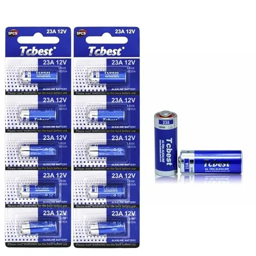 Dunamis ▫️ 10 pilhas alcalinas especiais 23A A23 de 12 volts, também conhecidas como MN21 LRV08, para utilização em comandos remotos, campainhas sem fios, sistemas de segurança, etc. (embalagem de 10) 2