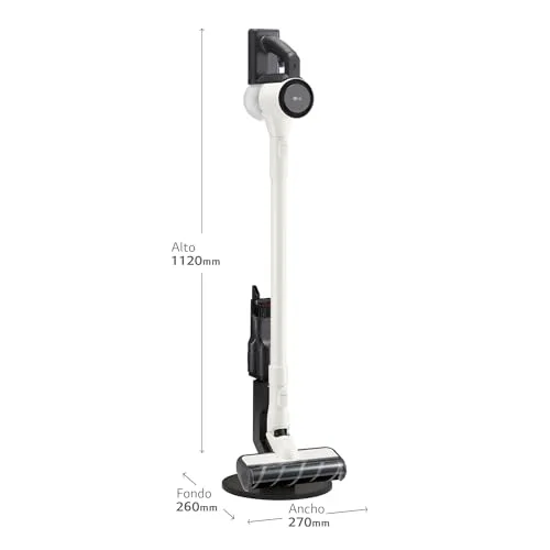 LG ▫️ A9C-SLIM1C - Aspirador de vassoura CordZero, aspirador com sistema de compressão de pó, ciclónico, potência de sucção de 150 W, bocal para várias superfícies, base de estacionamento, 1,9 kg, branco 2