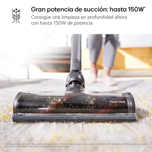 LG ▫️ A9C-SLIM1C - Aspirador de vassoura CordZero, aspirador com sistema de compressão de pó, ciclónico, potência de sucção de 150 W, bocal para várias superfícies, base de estacionamento, 1,9 kg, branco 4