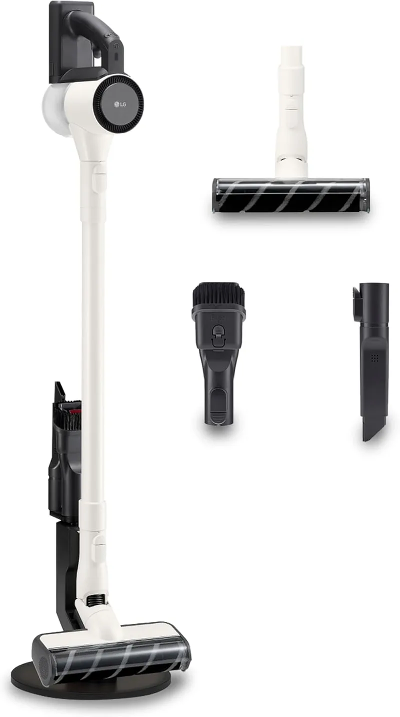 LG A9C-SLIM1C - Aspirador de Vassouras CordZero, Aspirador com Sistema de Compressão de Pó, Ciclónico, Aspiração 150W, Bocal Multi-Superfícies, Base de Estacionamento, 1.9 Kg, Branco