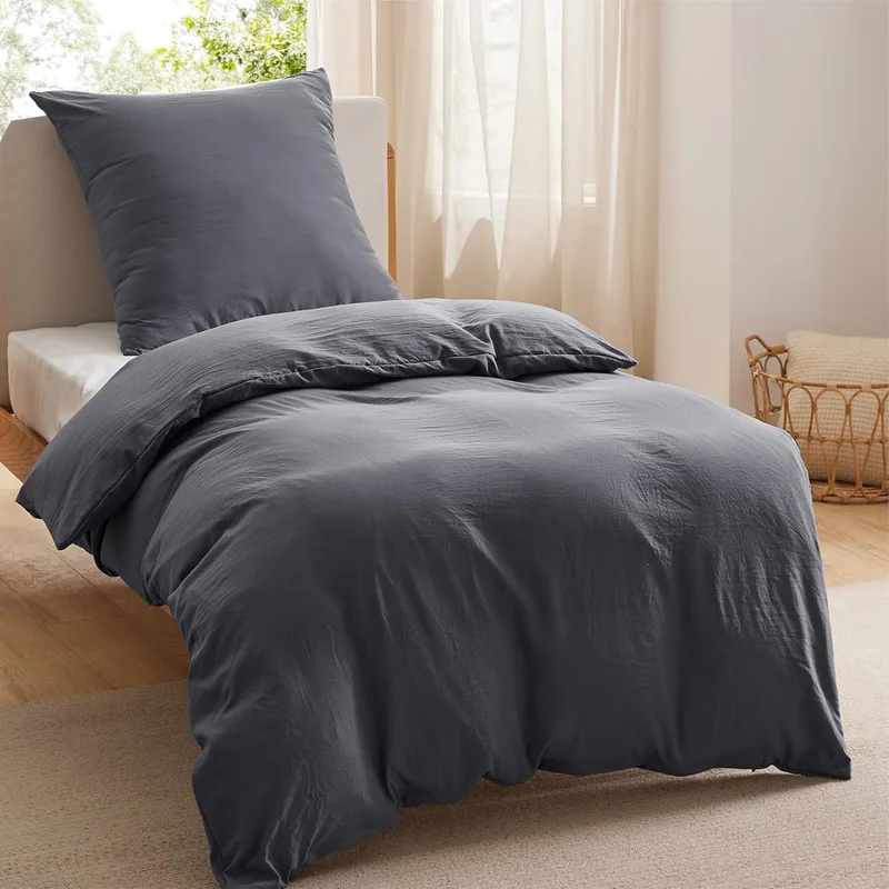 Bedsure ▫️ Bedding Nordic Coverlet Bed 90 - Conjunto de capa de edredão em microfibra de poliéster 135x200 cm e 1 fronha 50x75 cm, capa de edredão com fecho ÖKO-Tex (cinzento)