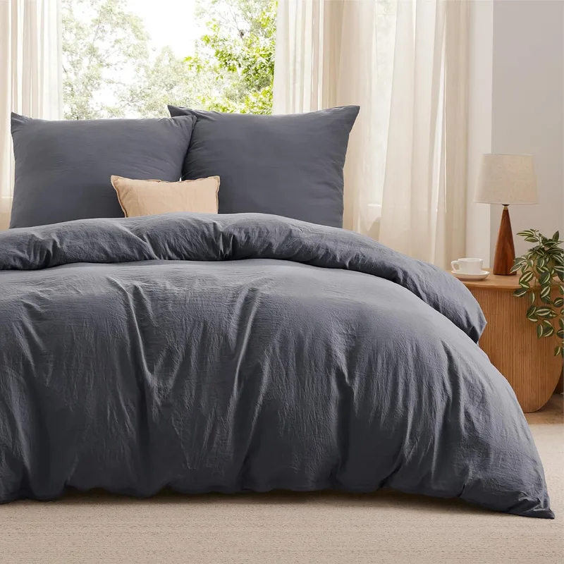 Bedsure ▫️ Bedding Capa de Edredão para Cama de 150 - Conjunto de capa de edredão em microfibra de poliéster, com 240 x 220 cm, e 2 capas de almofada de 50 x 75 cm; capa de edredão com fecho de correr, certificada pela ÖKO-Tex (cinzenta)