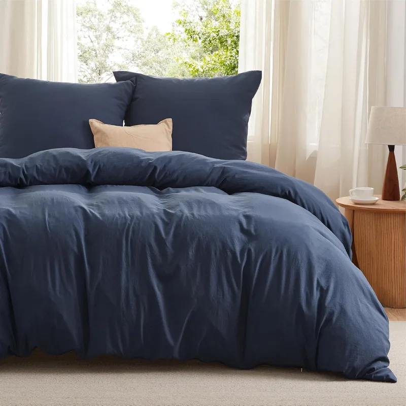 Bedsure ▫️ Bedding Nordic Bed Cover 135/150 - Conjunto de capa de edredão em microfibra de poliéster 230x220 cm e 2 fronhas 50x75 cm, capa de edredão com fecho ÖKO-Tex (azul)