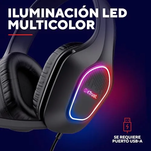 GXTrust ▫️ 419 Rayne: Auscultadores de gaming leves com auriculares grandes para PC/consola, pretos 3