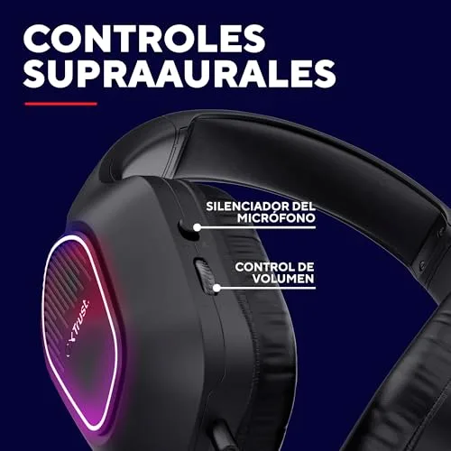 GXTrust ▫️ 419 Rayne: Auscultadores de gaming leves com auriculares grandes para PC/consola, pretos 6