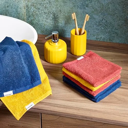 osama home ▫️ Pantone™ - Toalhas de banho de 30 x 30 cm, 4 unidades em malha de 100% algodão puro com certificação OEKO-TEX, conjunto de toalhas de banho pequenas, multifuncionais, macias e absorventes, que também podem ser utilizadas como panos 4