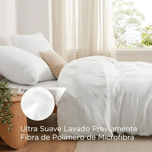 Bedsure ▫️ Capa de edredão para cama de 90 - Branco, Capa de edredão 135x200 4