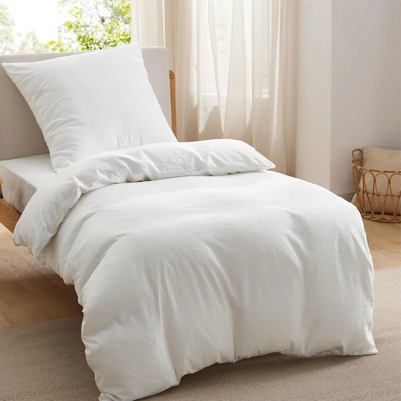 Bedsure ▫️ Bedding Nordic Coverlet Bed 90 - Conjunto de capa de edredão em microfibra de poliéster 135x200 cm e 1 fronha 50x75 cm, capa de edredão com fecho ÖKO-Tex (branco)