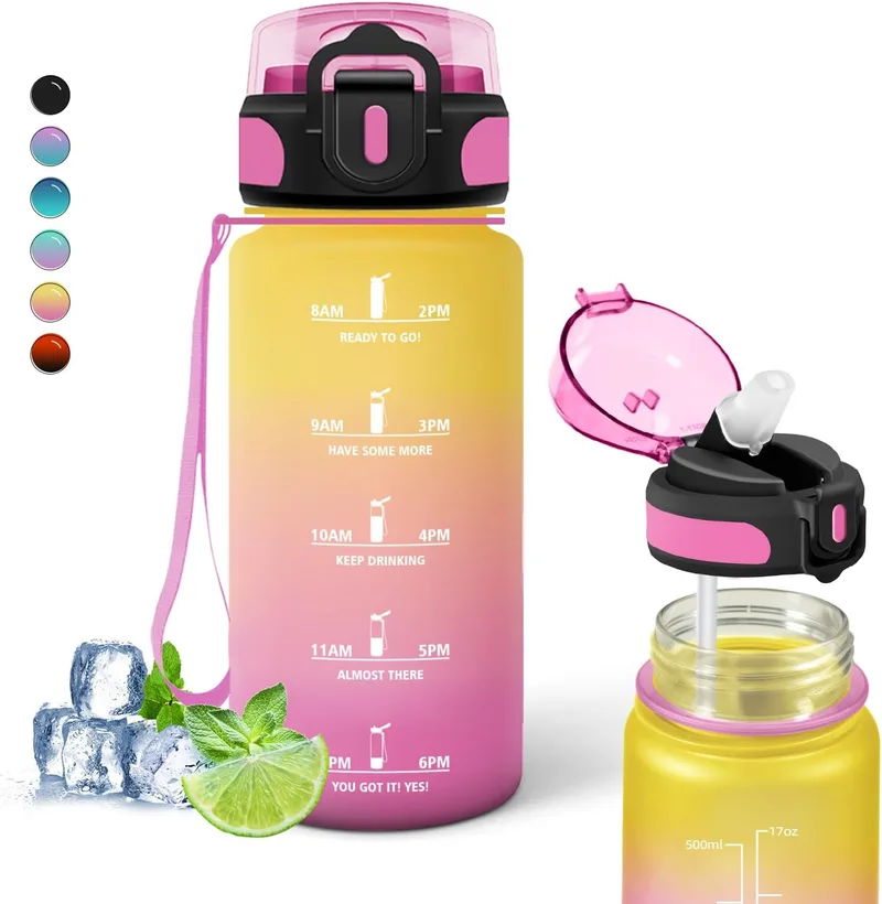 Grsta ▫️ Garrafa de água para crianças 500ml, Garrafa de água reutilizável à prova de fugas, Garrafa de água para crianças com palhinha, fácil de limpar, Garrafa de água para a escola, escritório, viagens, ao ar livre, corrida