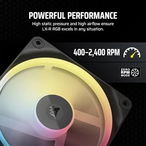 Corsair ▫️ iCUE LINK LX120-R RGB Ventilador Inverso PWM de 120 mm – Preto 6