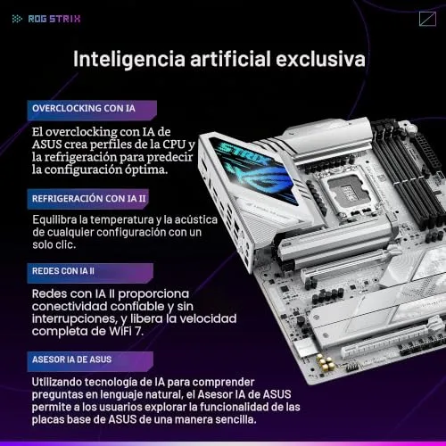 ASUS ▫️ ROG Strix Z890-A Gaming WiFi Z890 LGA 1851 ATX, Placa-mãe Intel® Core™ Ultra Series 2, Preparada para PC com IA avançada, 16+2+1+2 fases, DDR5, WiFi 7, 2,5G, 5X M.2, Thunderbolt™ 4, USB Tipo C, IA 2